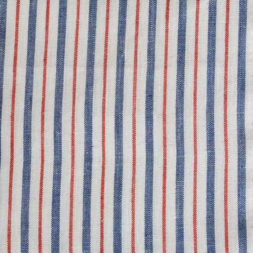Navy Red Stripe Linen