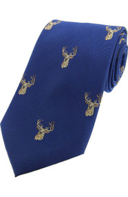 Woven Silk Stag Tie -  Blue