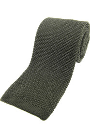 Knitted Silk Tie -  Olive