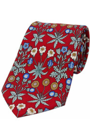 Floral Silk Tie -  Red/Multi