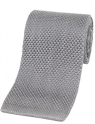 Knitted Silk Tie -  Silver Grey