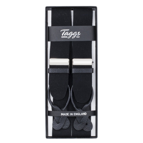 Taggs of Mayfair Luxury Braces with Leather Ends- Black