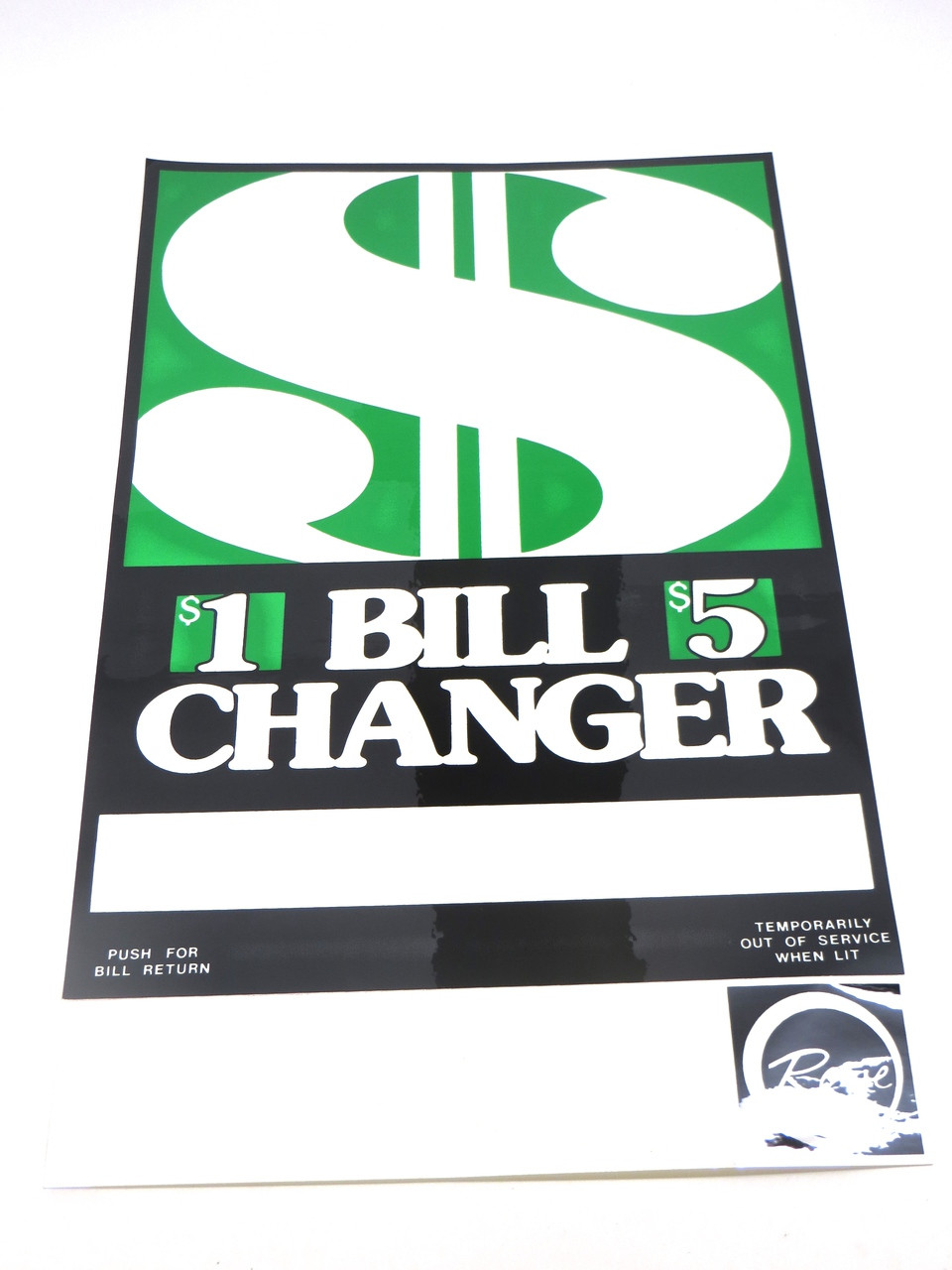 11" x 7" Amercan Standard dollar bill changers Decal label for Rowe