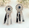 Sterling Silver Horseshow Ribbon Earrings  with Sapphires