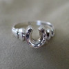 Sterling Silver Horseshoe and Horse Hooves Ring