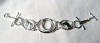 Sterling Silver Oval Horse Panels Toggle Bracelet with Center Horseshoe