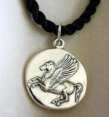 Sterling Silver Pegasus Horse Coin Pendant