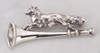Sterling Silver Running Fox on Hunting Horn Pin Brooch.