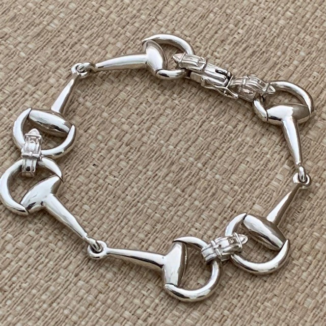 Sterling Silver Bracelet Snaffle Horse Bit Link Equestrian
