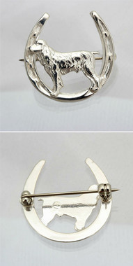 Sterling Silver Spaniel in Horseshoe Pin