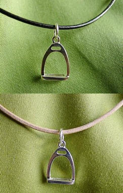 Sterling Silver Stirrup Charm Pedant on Leather Cord