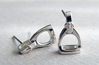 Sterling Silver Stirrup with Leathers Stud Earrings
