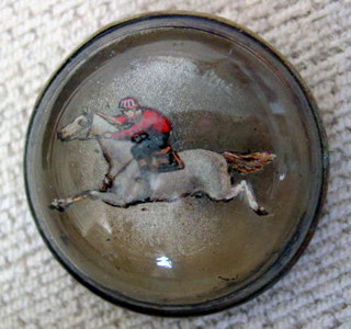 White Horse with Rider Bridle Rosette Pin - Show Stable Artisans