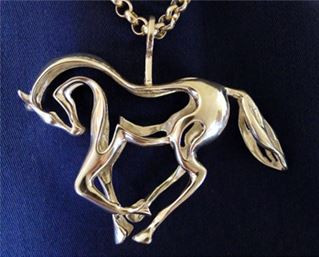 Large Sterling Silver Prancing Horse Pendant with Chain (HRSC0380SS)
