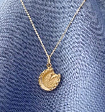 Sterling Silver Detailed Horse Hoof Pendant on Sterling Chain (hshc0099)