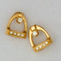 14k Yellow or White Gold Stirrup Stud Earrings with Diamonds