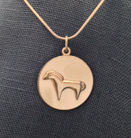 Sterling Silver Heartline Horse  Round Disc Pendant on Chain