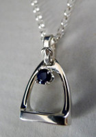 KD Sterling Silver Stirrup with Sapphire Pendant Necklace