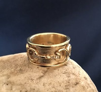 14k Gold Three Snaffle Bits Ring with Diamonds 