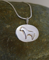 Sterling Silver Oval Heartline Horse Pendant on Chain