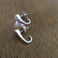 Sterling  Silver Horseshoe Nail Pierced Earrings 