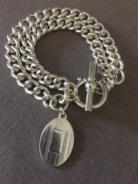 Vintage Ralph Lauren Double Curb Chain Bracelet with Charm - Show