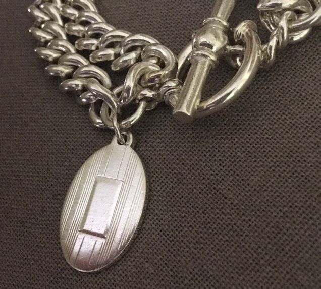 Vintage Ralph Lauren Double Curb Chain Bracelet with Charm - Show