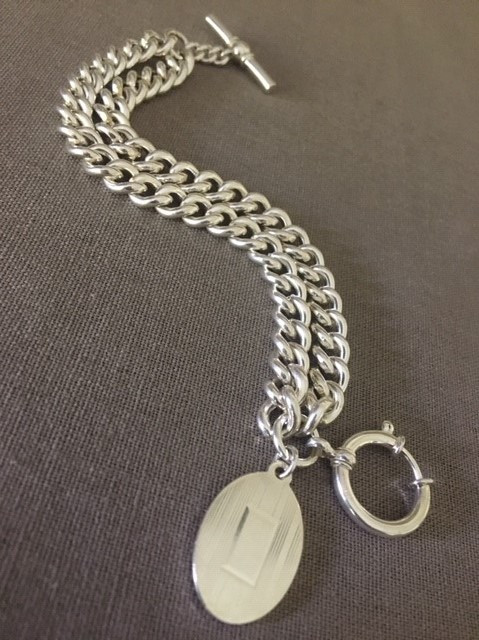 Vintage Ralph Lauren Double Curb Chain Bracelet with Charm