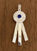 Large Sterling Silver Horseshow or Dog Show Ribbon with Sapphire