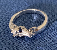 Detailed 14k White Gold Horse Head Ring with Sapphire Eyes