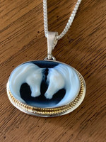 Horse Heads Cameo Pendant in Sterling Silver