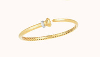 14k Gold and Diamonds Faceted Nail Head Bangle Bracelet