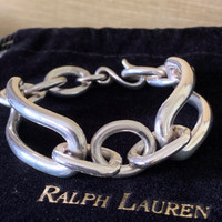 Vintage Ralph Lauren Wide Buckle Bangle Cuff Bracelet - Show