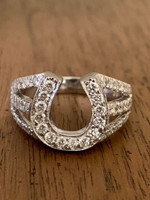 14k Yellow or White Gold Sparkling Diamonds Horseshoe Ring