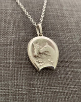 From an Antique Locket a Solid Sterling Pendant with 2 Horses on Chain