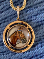 Antique Reverse Crystal Bay Horse Head with Diamond Bail on Chain