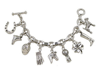 14k Gold Equestrian Charm Bracelet with 11 Charms - Show Stable Artisans