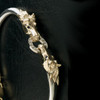 14k Gold and Sterling Silver Horse Heads Bangle Bracelet with Diamond Ring