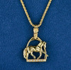 14k Gold Dressage Horse in Stirrup Pendant with Diamonds