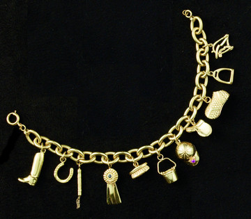 14k Gold Equestrian Charm Bracelet with 11 Charms
