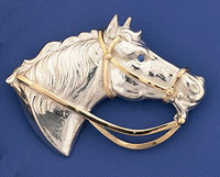 14k Gold & Sterling Silver Horse Head Pin Pendant Slide