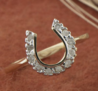 14k Gold Diamond Horseshoe Ring