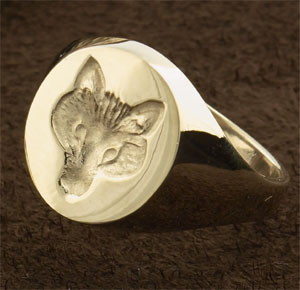 14k Gold Fox Mask Signet Ring