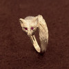 14k Gold Fox Ring with Ruby Eyes