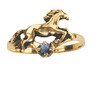 14k Gold Galloping Horse Ring with Sapphire
