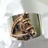 14k Gold Horse Head on Sterling Silver Ring