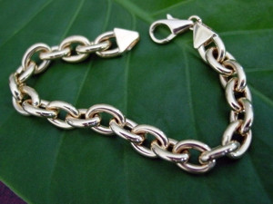 14k Yellow Gold Rolo Link Charm Bracelet