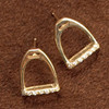 14k Gold Stirrup Earrings with Diamonds