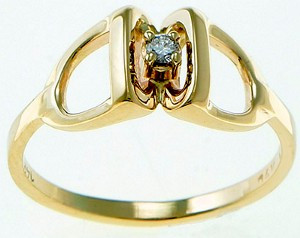 14k gold stirrup ring with diamond