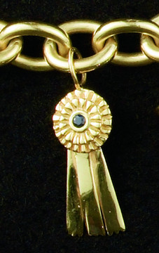 14k Medium Ribbon Charm or Pendant with Sapphire